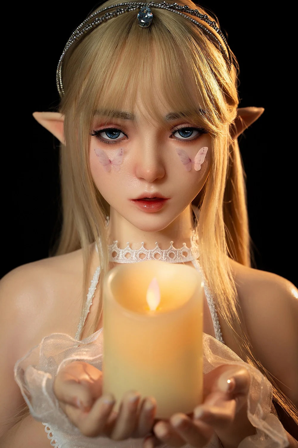 Keely Plus 150cm M8 Flat Boob Full Silicone ROS Head Elf Sex Doll Oral Sex Movable Jaw 2 In 1 Functions Adult Love Doll
