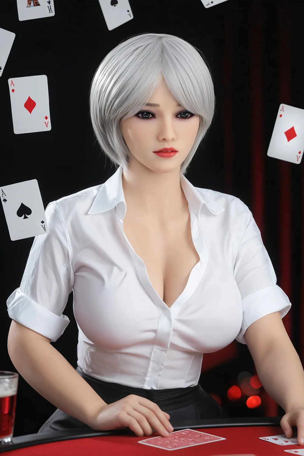 Lior 159cm #185 BBW Sex Doll Natural Skin Big Breasts Short Gray Hair TPE Adult Love Doll
