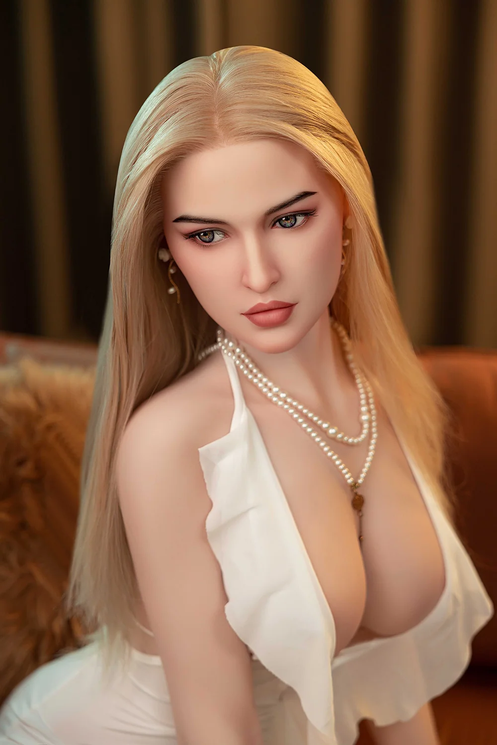 Lucinda 168cm Sili-46 Full Silicone Blonde Sex Doll Big Breasts Natural Skin Silicone Adult Love Doll