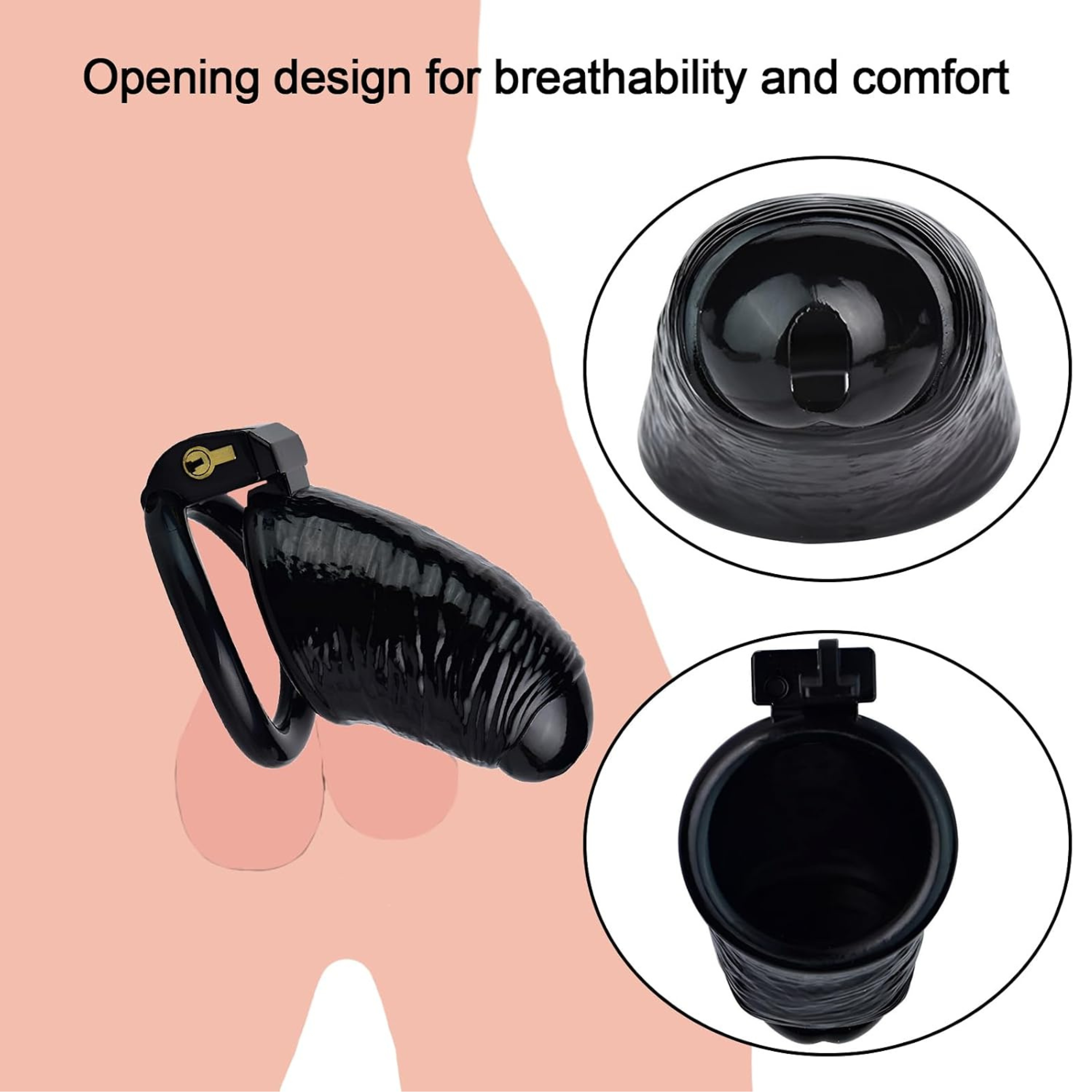 Premium PVC Ribbed Male Chastity Cage alternate view