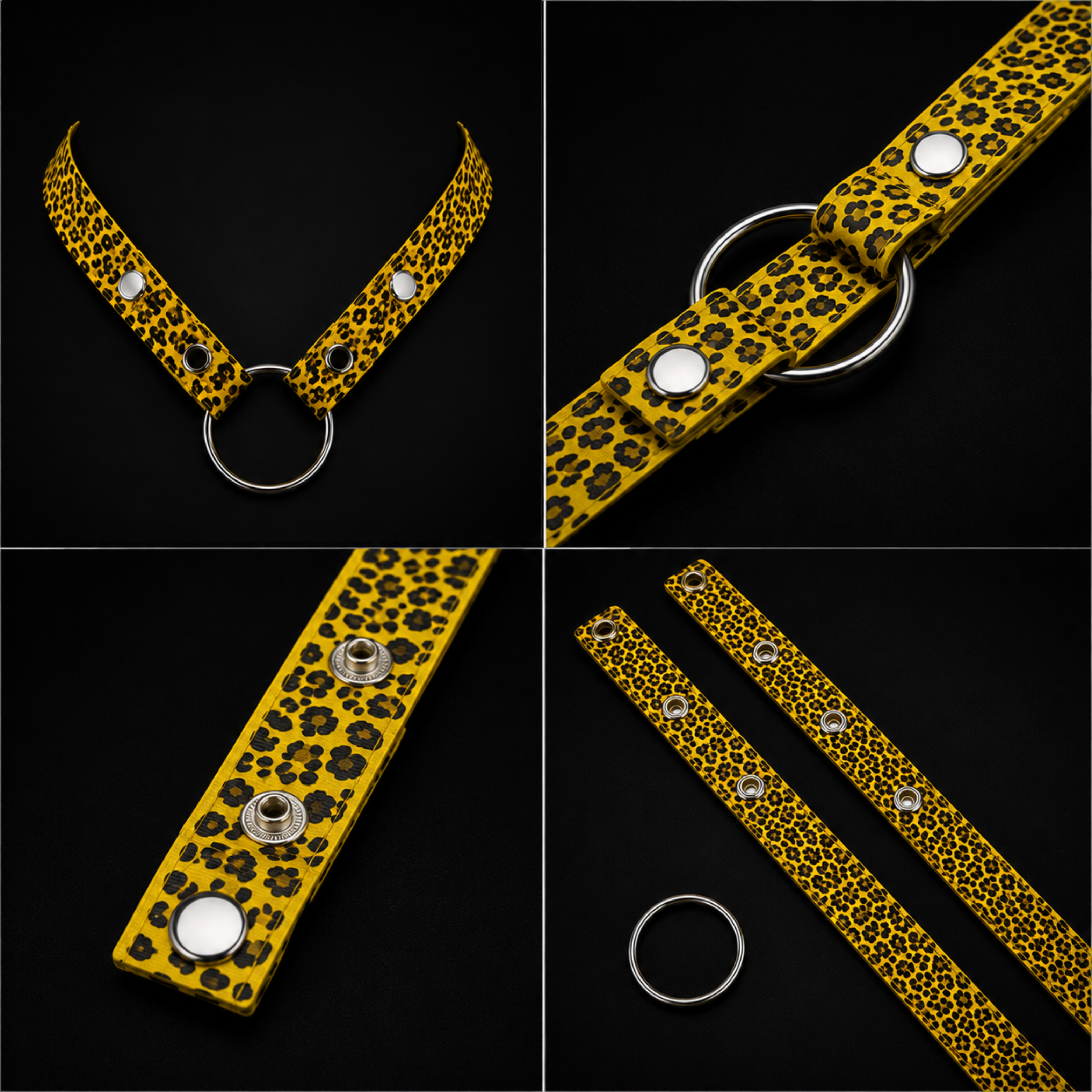 Adjustable Men's Chastity Belt Anti-Fall with Ring - Leopard Yellow alternate view