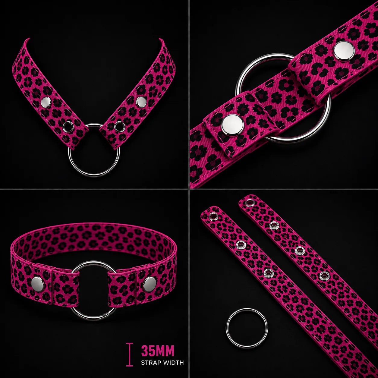 Adjustable Men's Chastity Belt Anti-Fall with Ring - Pink Leopard alternate view