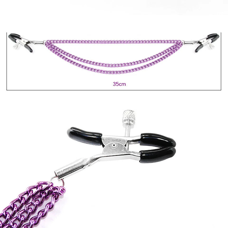 Premium Purple Chain Nipple Clamp alternate view
