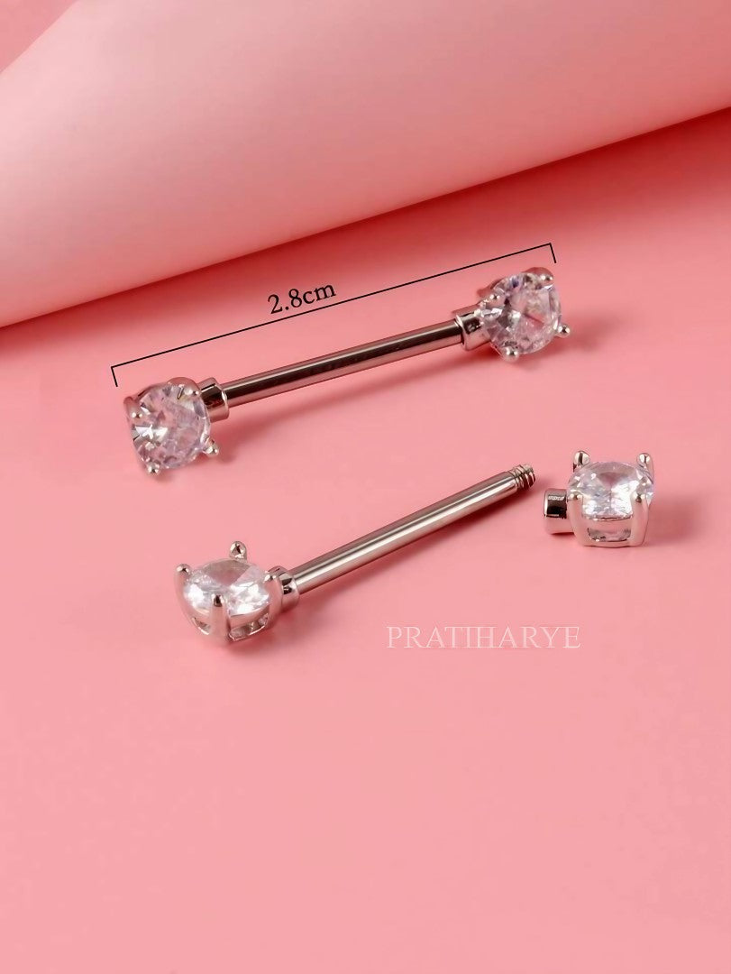 16mm Nipple Piercing with Zircon Stones alternate view
