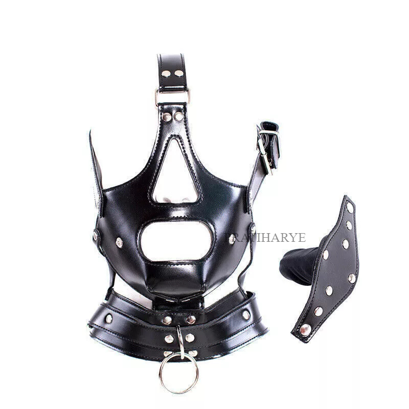 Cut Out Leather Bondage Face Mask alternate view