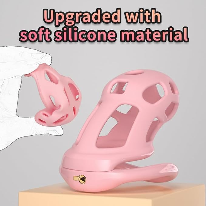 Pink Cobra Silicone Head with Pvc Ring Chastity Cage alternate view