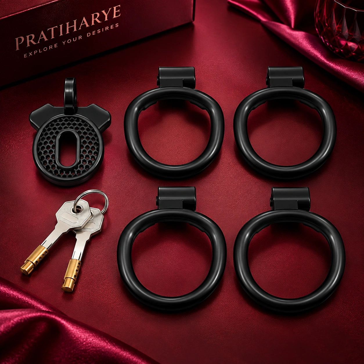 Plastic Chastity Cage with 4 Rings - Black alternate view