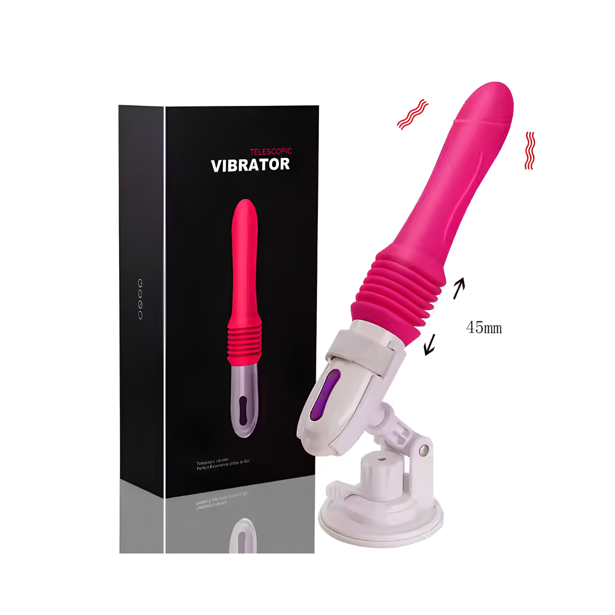 Telescopic Vibrator with Suction Cup Base | Thrusting & Vibration Massager alternate view