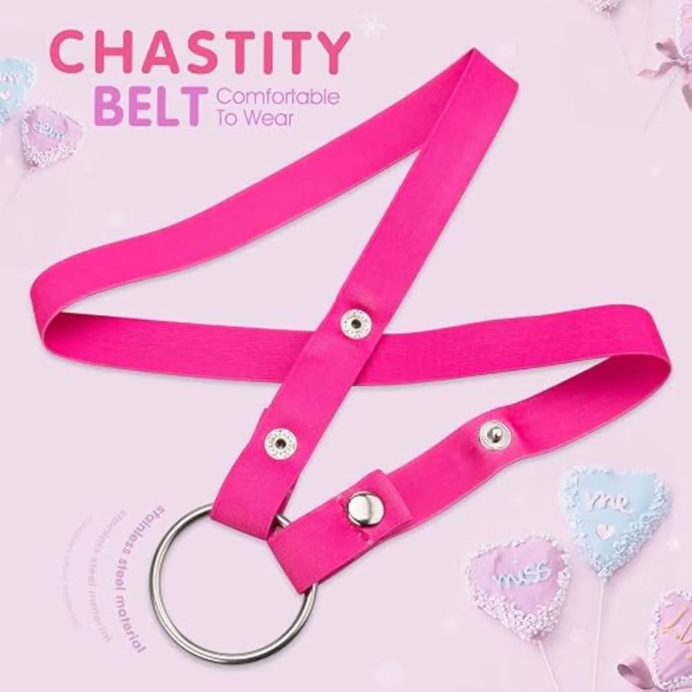 Adjustable Men's Chastity Belt Anti-Fall with Ring-Pink