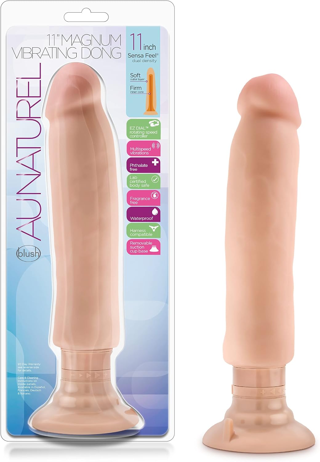 Realistic 7 Dual Density Dildo - 2 Wide SensaFeel FlexiShaft Penis - TPE Suction Cup Strap-On Compatible G-Spot Anal Vag