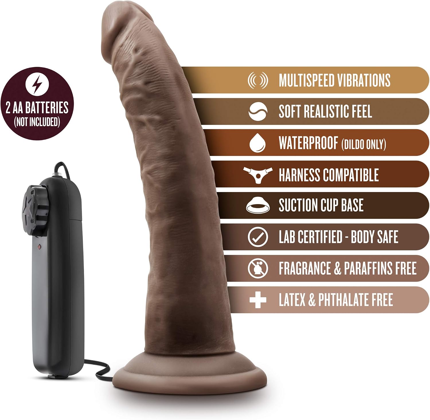 Slim 6.5 Dildo 1.25 Wide Tunable Vibrating Dildo Suction Cup Strap-On Compatible Beginner Vaginal Anal Play Stimulator S alternate view