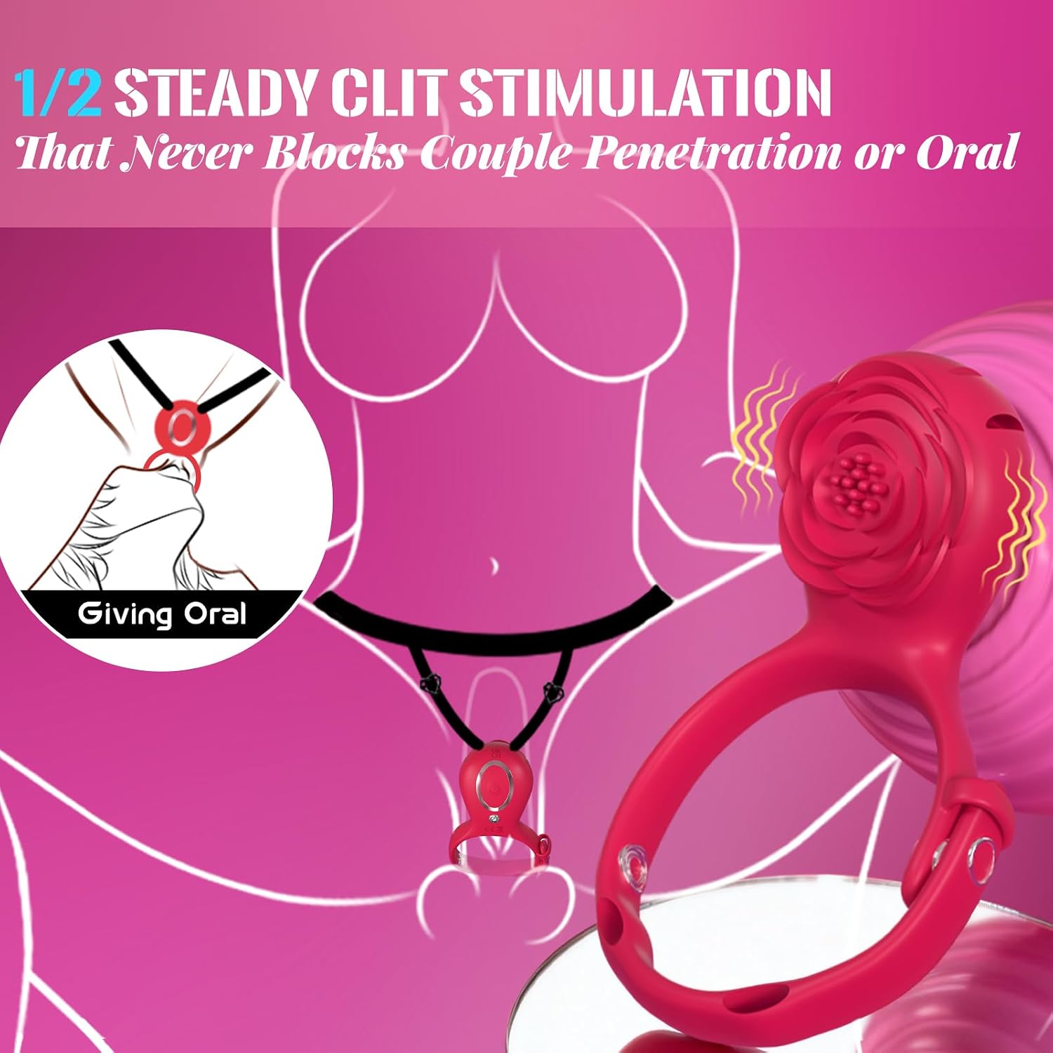 Vibrating Cock Ring Couples Wearable Vibrator Adjustable 2-in-1 alternate view