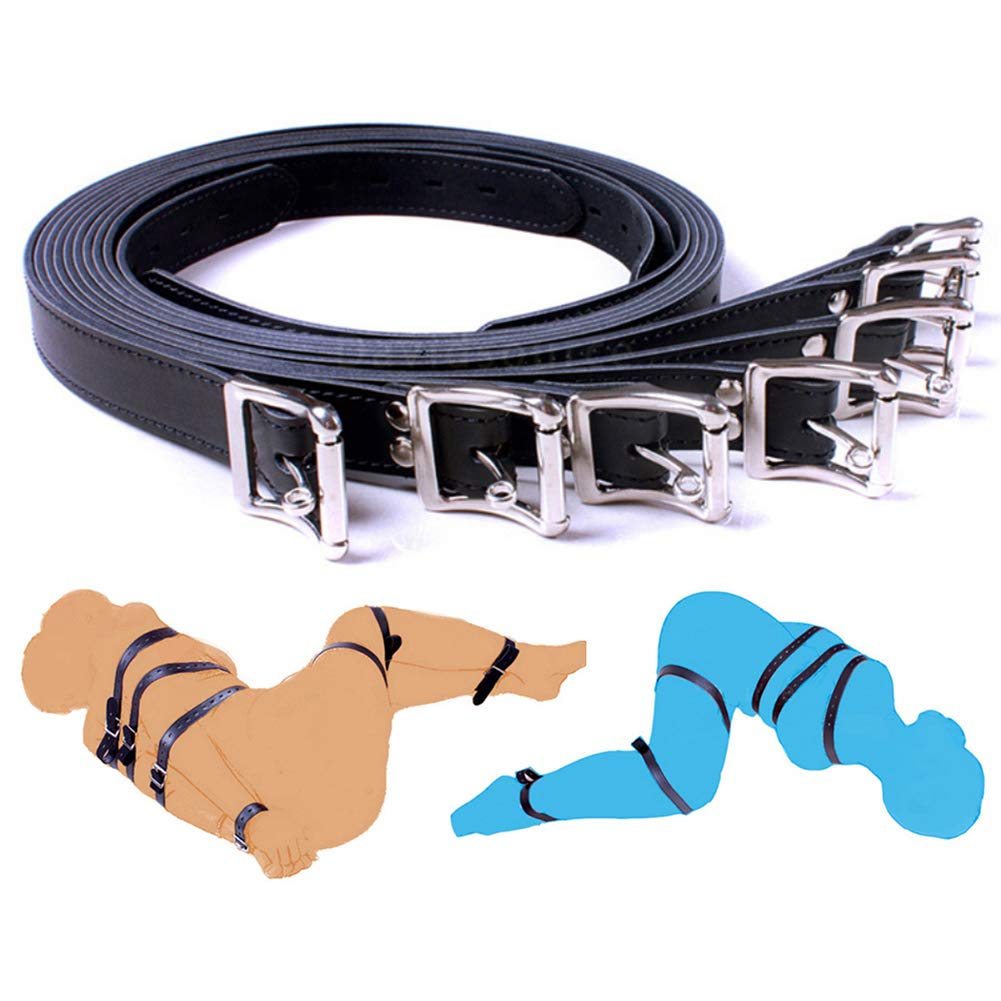 Body Combination Restraint Leather Belt Davidsource 7 Pieces Set Faux Leather Black