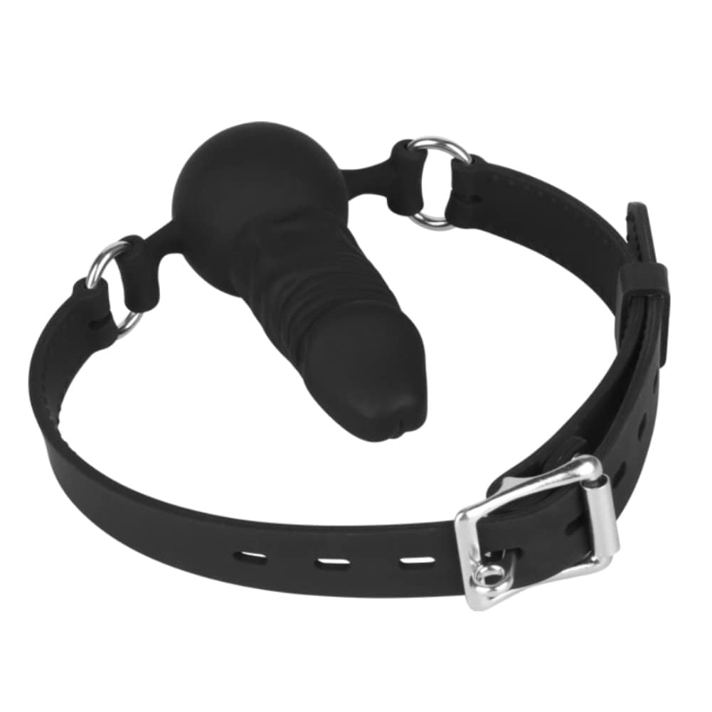 FST Silicone Realistic Dildo Gag with Ball Adjustable Strap on Mouth Gag