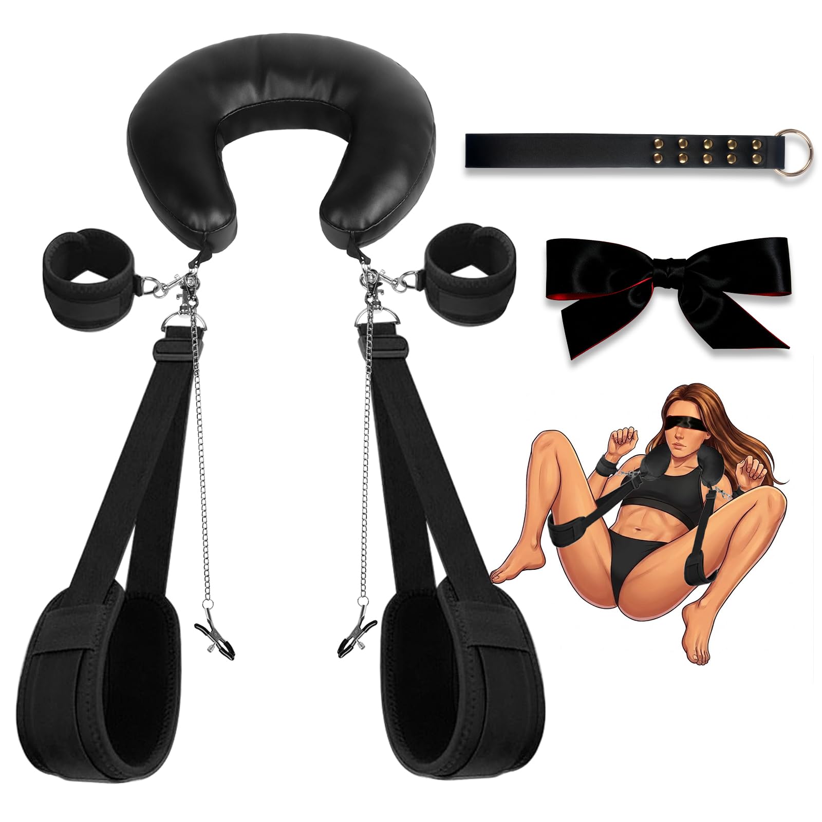 Bondage Sex Restraints with Comfortable & Supportive Silk Filled Pillow