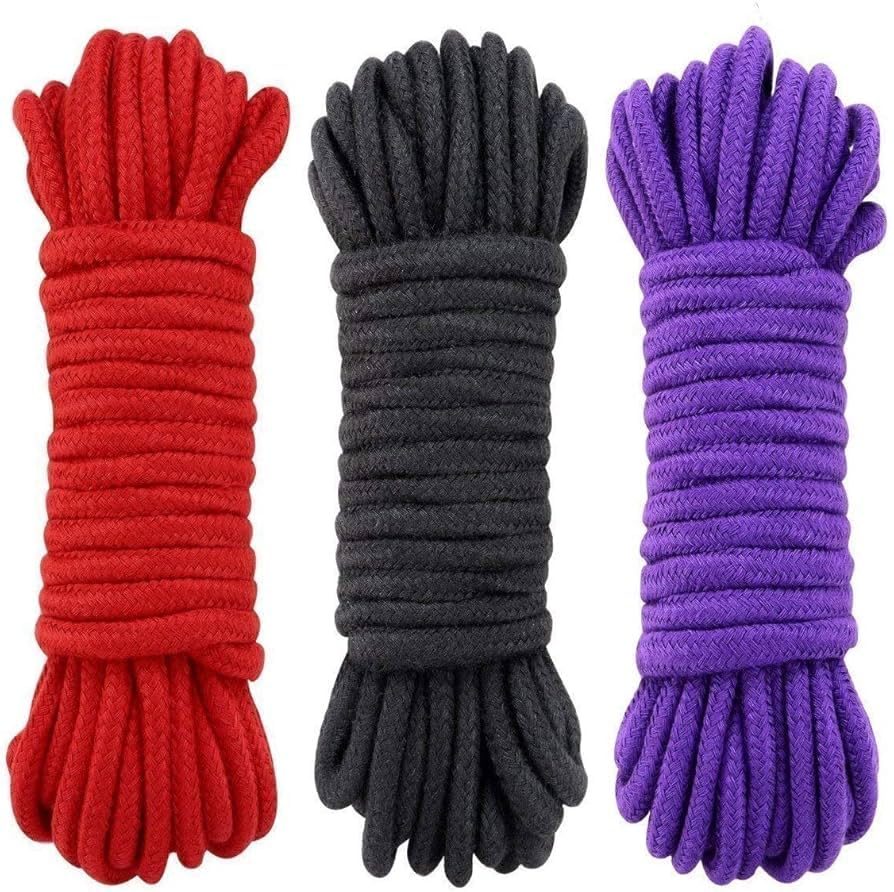 Soft Bondage Rope Skin Friendly Thick Soft Cotton BDSM Rope Black Red