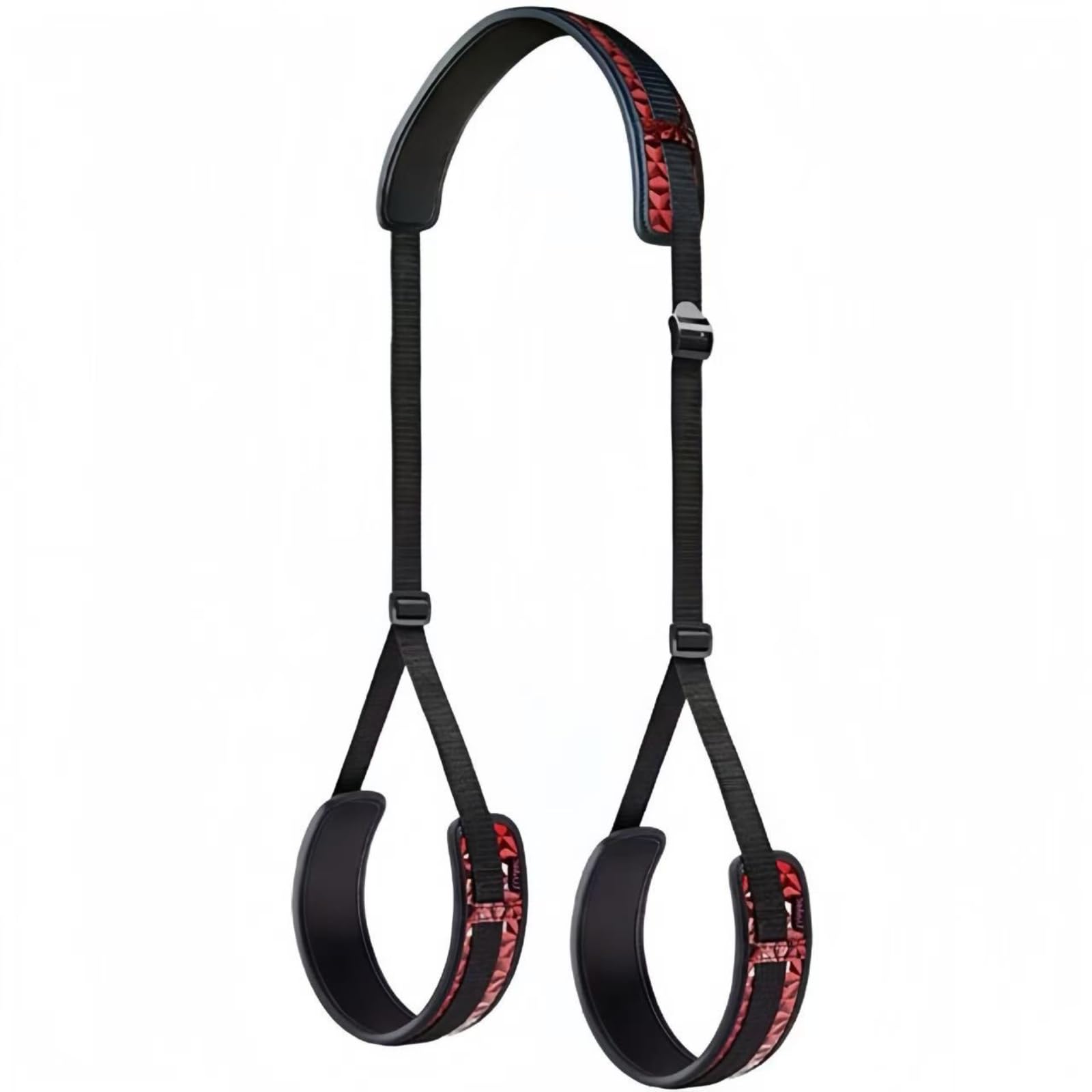 Black Red Adjustable Padded Strap，BDSM Bondage Restraints Thigh Cuffs