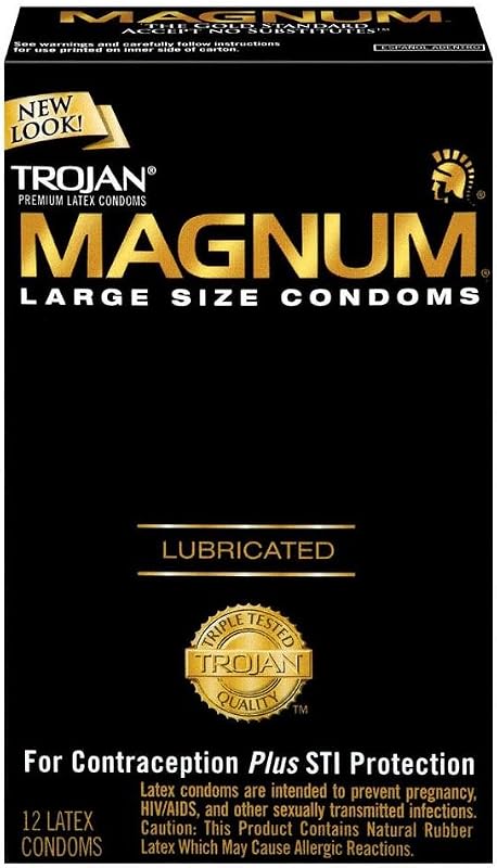 Trojan Magnum Large Size Lubricated Latex Condoms - 12 ct, Pack of 6