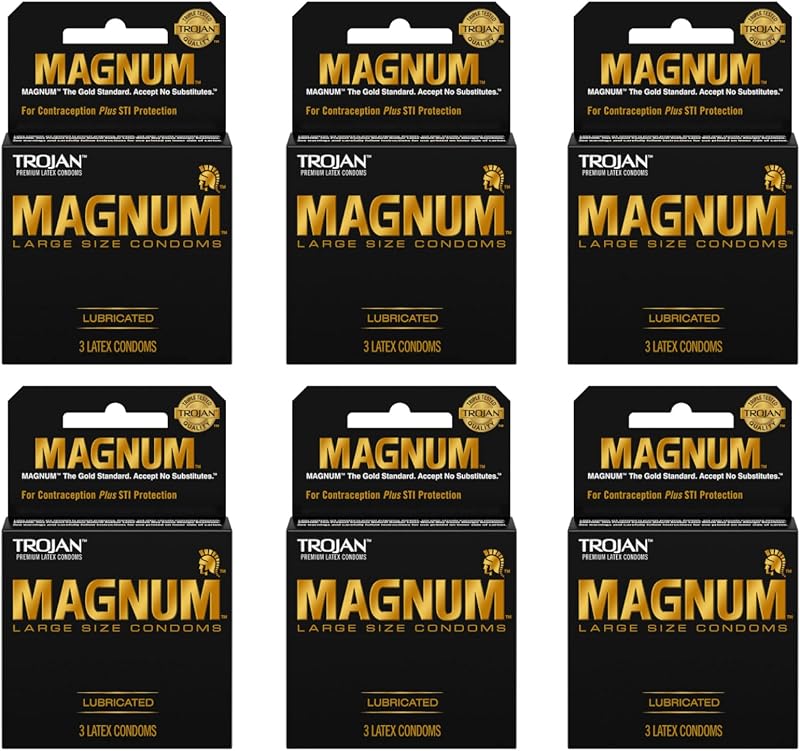 Trojan Magnum Lubricated Latex Condoms-3 ct (Quantity of 6)