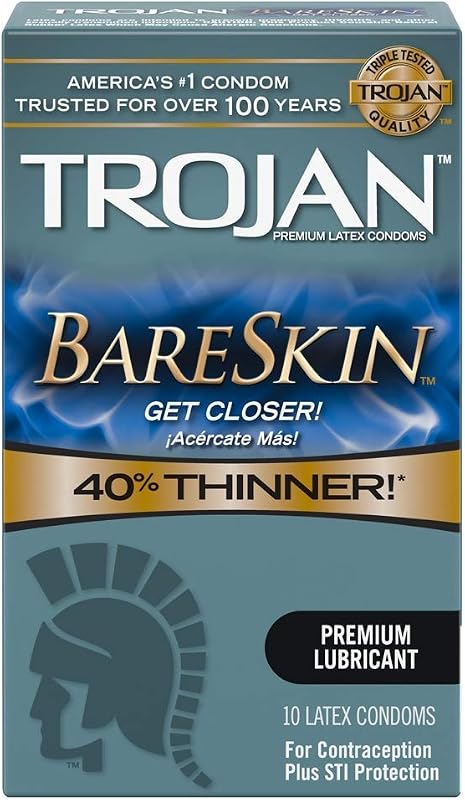 Trojan Sensitivity, BareSkin Premium Latex Condoms 10 ct (Quantity of 3)