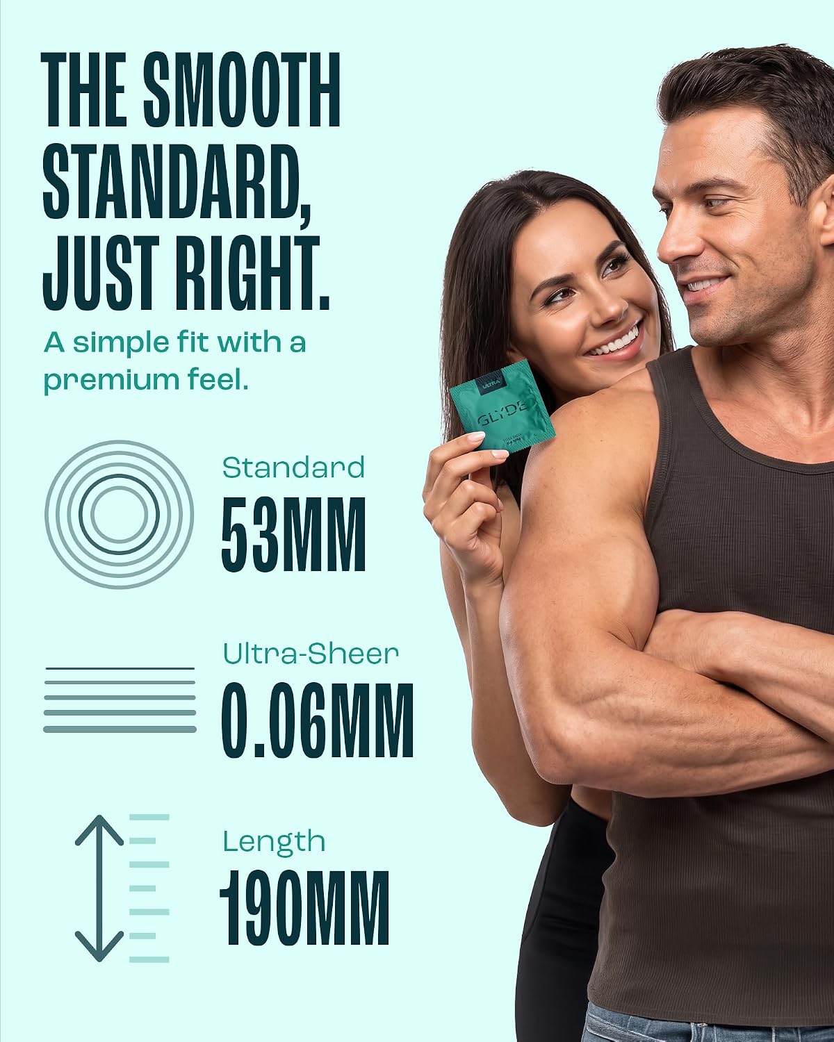 GLYDE Ultra Standard Fit Condoms - Ultra-Thin Medium Size - 12 Count, 53mm alternate view
