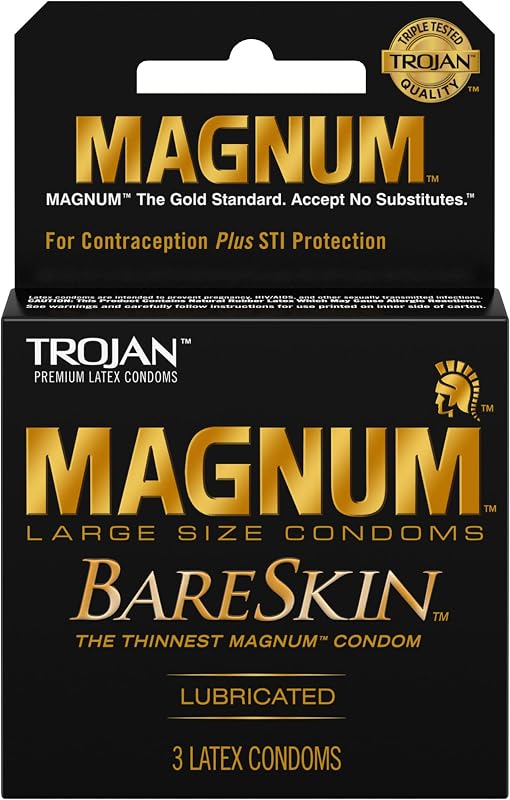 Trojan Magnum Bareskin Lubricated Condoms, 3 Count (Pack of 6)