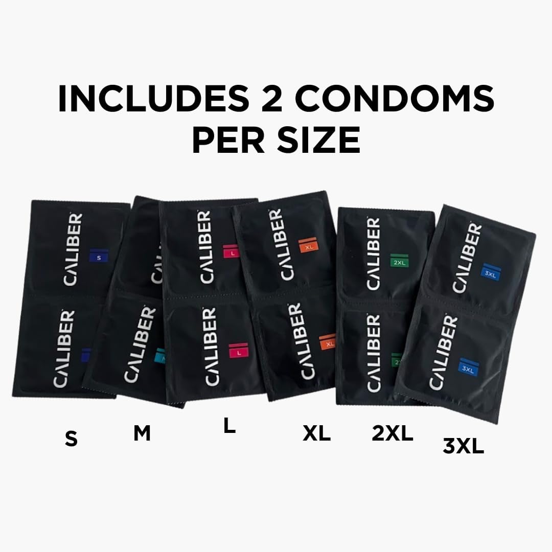 Find Your Condom Size Sampler — 2 Condoms Per Size (S, M, L, XL, 2XL, 3XL), Variety Pack, Assorted, Custom Fit, Lubricated, Latex, 12 Count alternate view