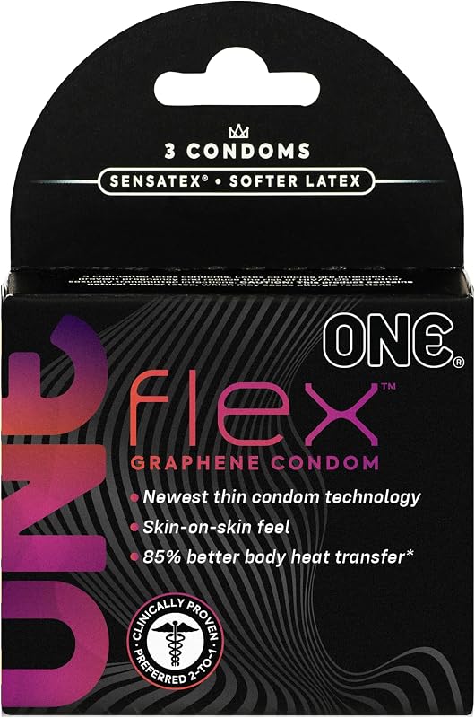one Flex™ Condoms︱Condoms Made with Graphene, The World's Thinnest & Strongest Material︱Ultra Thin, Flexible, Strong︱Nontoxic, Vegan, Non-GMO︱Pleasure-Enhancing Next Generation Condoms