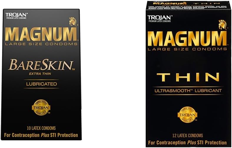 Trojan Magnum Bareskin 10 Count and Magnum Thin 12 Count Large Condoms