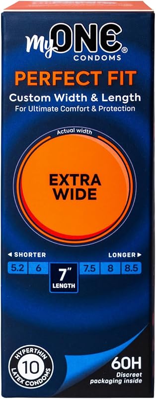 My ONE Extra Wide (Size 60H) Custom Fit Latex Condoms with a Brass Pocket Case, 10 Count