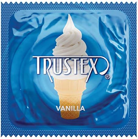 Trustex Vanilla Flavored Condoms Lubricated Latex Condoms + Silver Pocket Case-24 Count