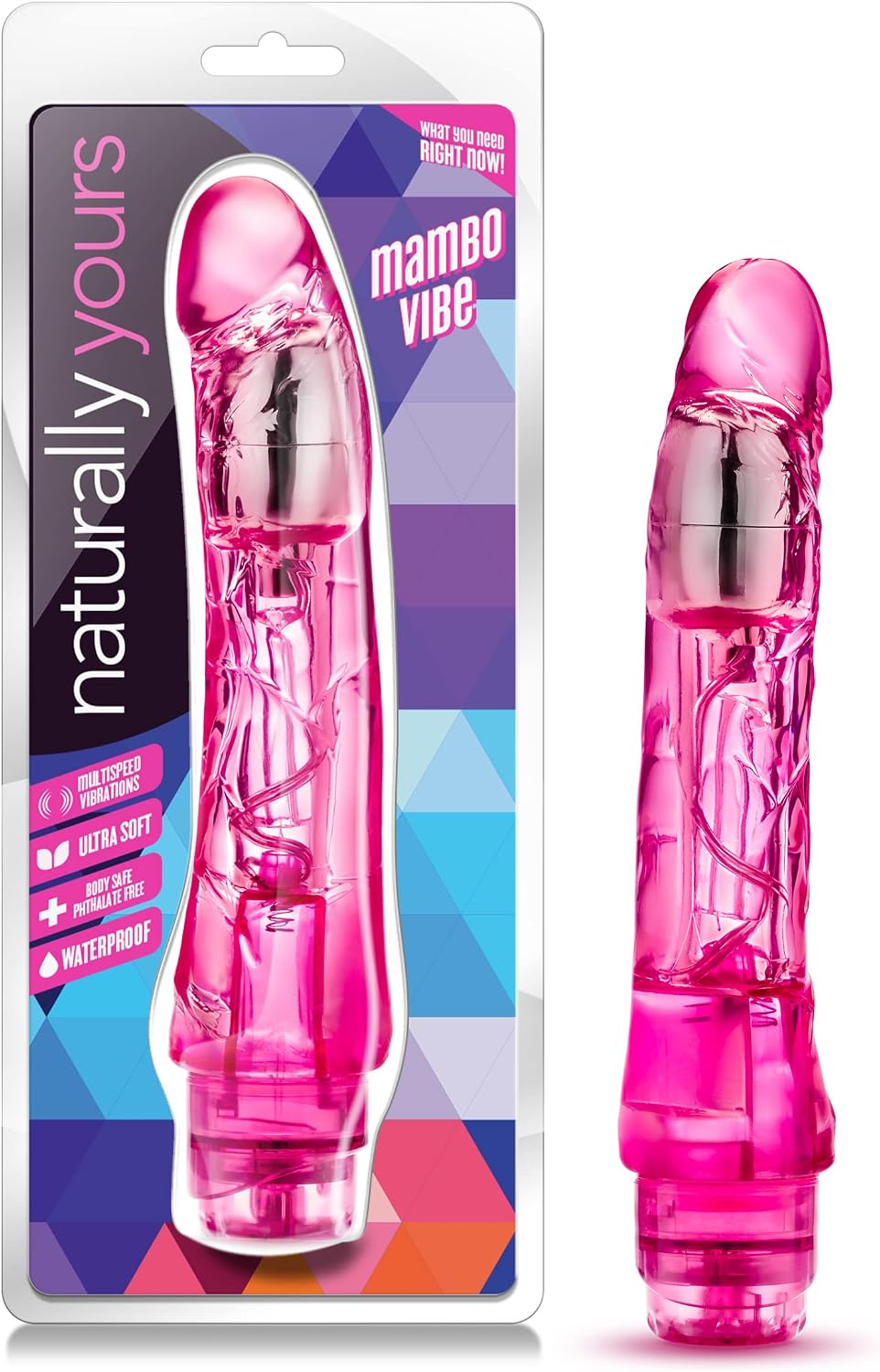 Mambo 9 Realistic Vibrating Dildo Curved G-Spot Vibrator - Multi-Speed Tip Motor - Flexible, Body-Safe - Ipx7 Waterproof