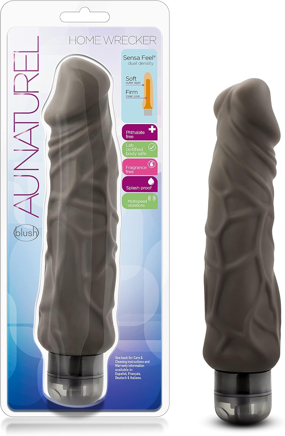 9.25 Home Wrecker Realistic Vibrating Dildo, 2 Wide Sensa Feel Flexible Lifelike Cock for Deep Anal & Vaginal Stimulatio