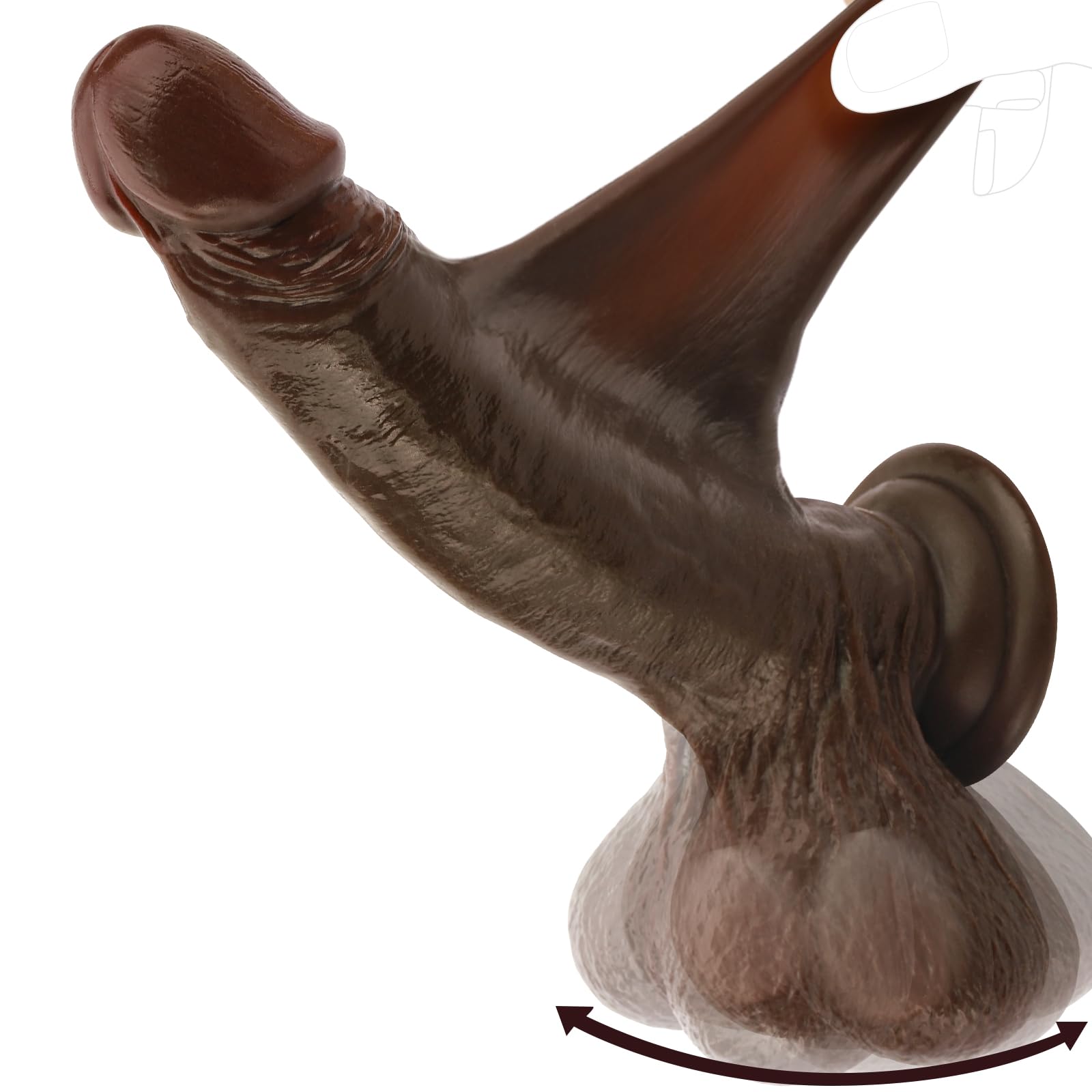Realistic Dildo with Big Swing Balls 9" Black Huge Thick Foreskin Dildos
