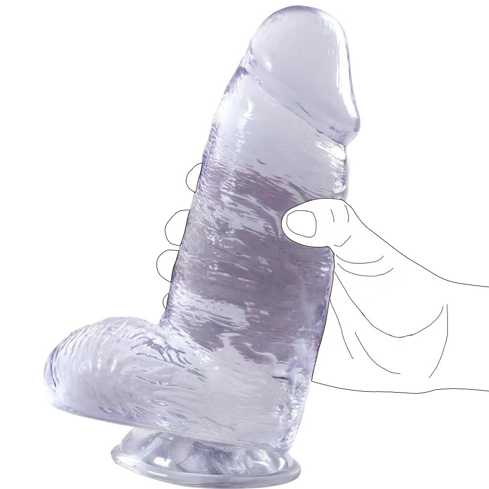 2.8'' Diameter Thick Clear Dildo Girthy Fat Dildo with Strong Suction Cup