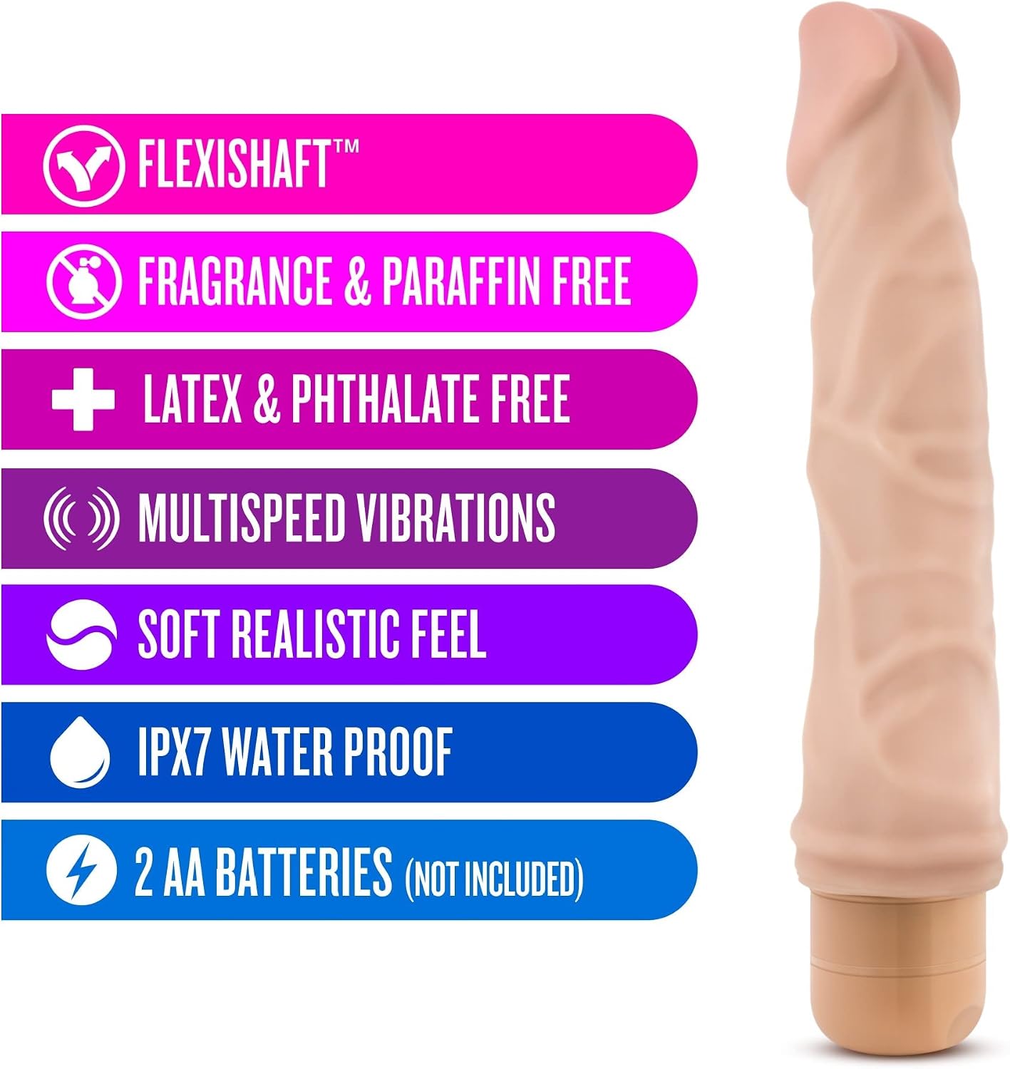 Dr. Skin Plus 7" Realistic Dildo Posable Girthy Cock w Balls Triple alternate view