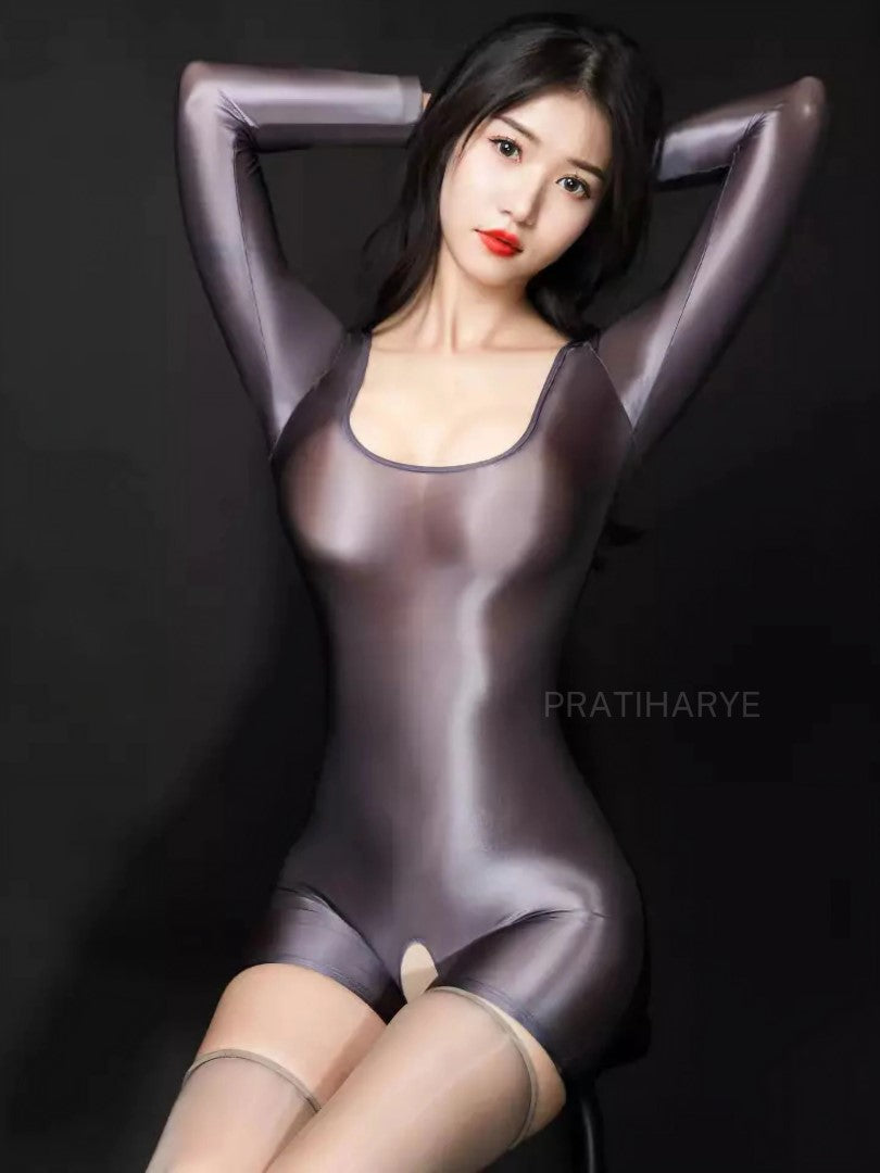 Open Crotch Shinny Jumpsuit with Legs alternate view