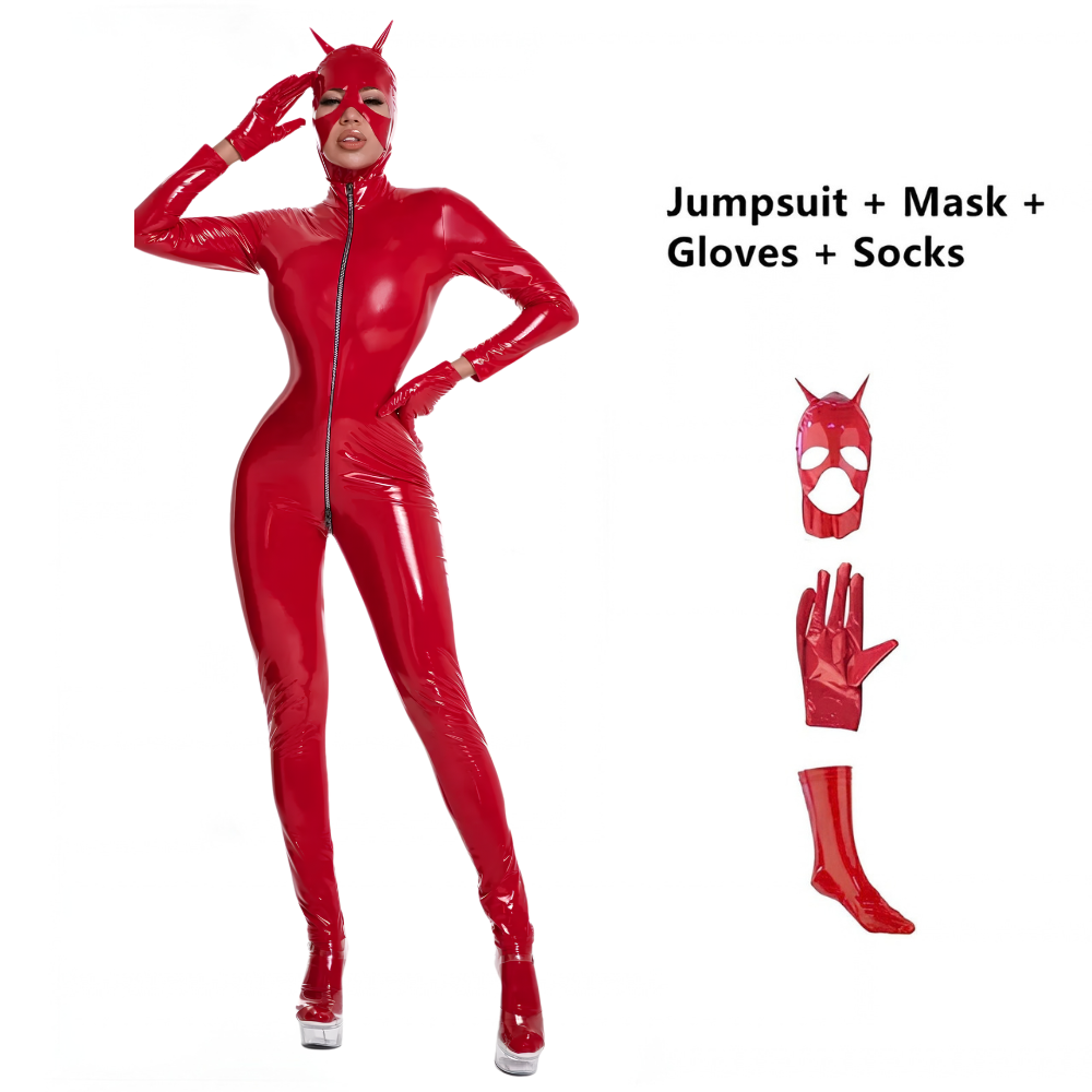 PVC Catsuit With Mask Gloves & Legs