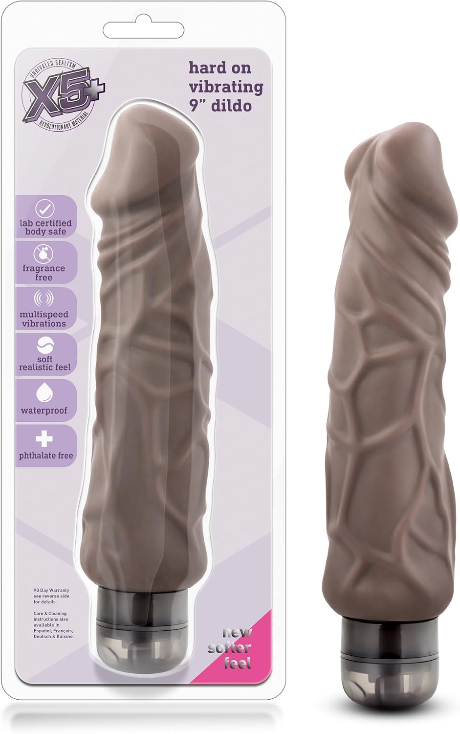 X5 Plus 9.25 Waterproof Vibrating Dildo - Ultra Soft Realistic FlexiShaft Bendable Cock - Powerful Multi-Speed Tip Vibra