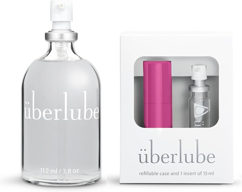 Home and Travel Bundle - Pink Travel Lube Kit + 112ml Bottle Silicone Lube, Unscented, Flavorless, Works Underwater - 112ml + Pink Kit