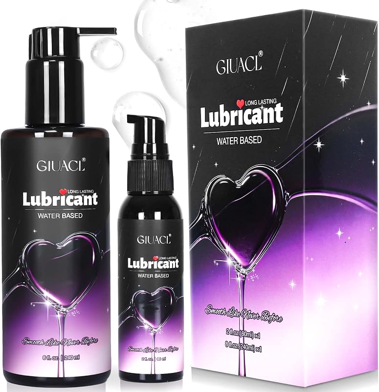 Based Lube Set, 8+2oz Lubricants for Privacy and Toys, Natural Long Lasting Lube Gel for Men, Women & Couples, Non-Staining, pH Friendly (Home+Travel Size)