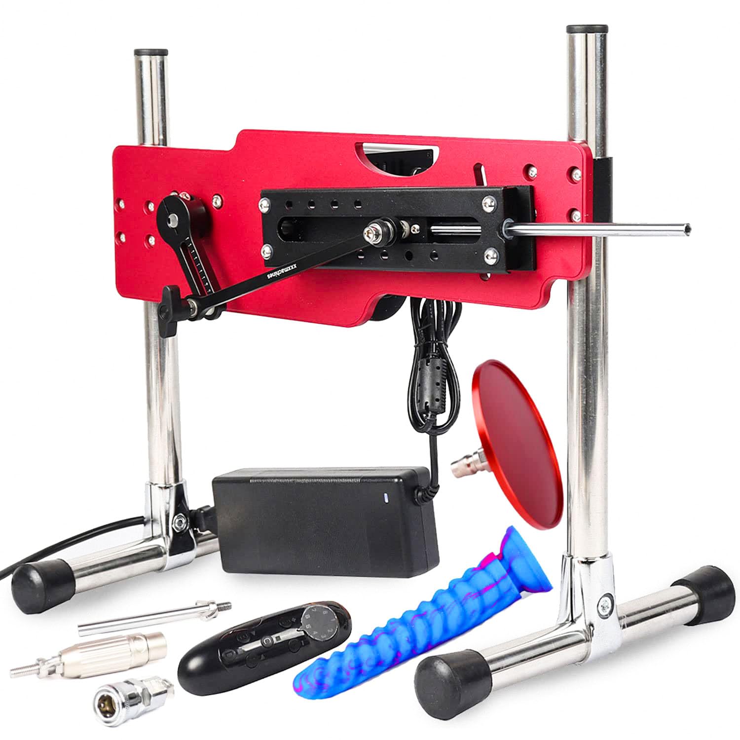 120W Red Sex Machine with length Silicone 8.58inch Dildo and 3.85 Inch