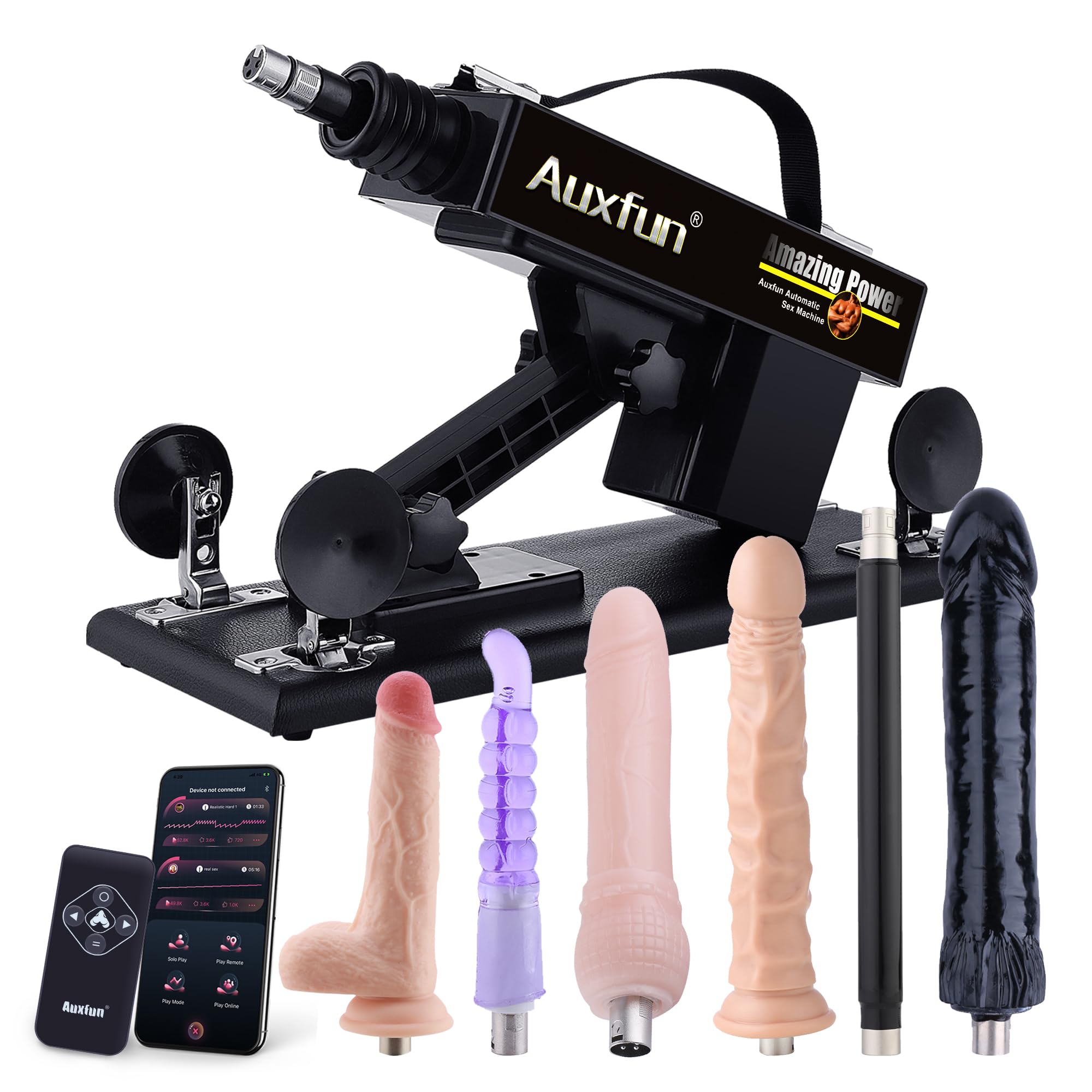 Auxfun Sex Machine Love Machine with Remote Control APP with 6 Attachments