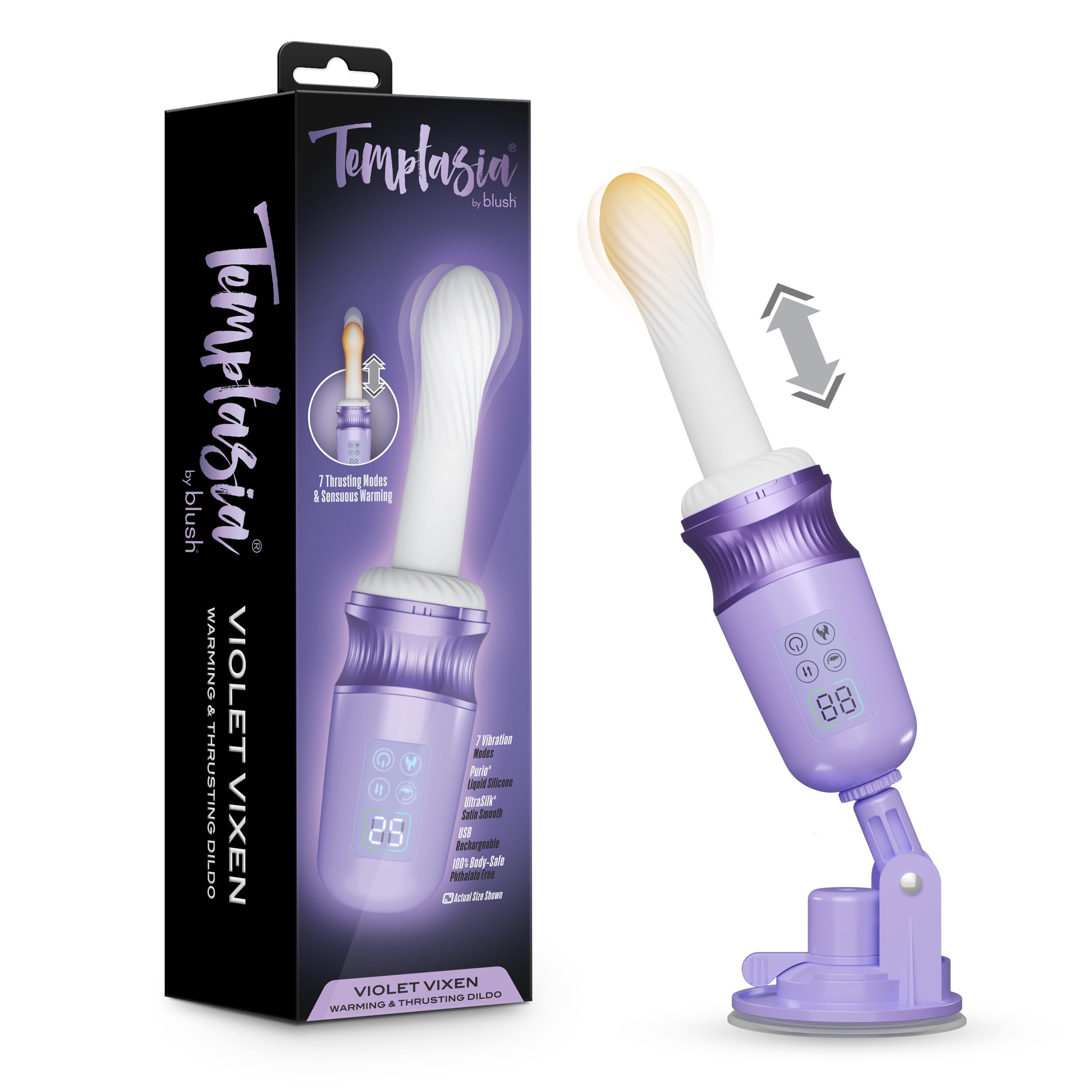 Temptasia Violet Vixen 10.75" Sex Machine Dildo ~ Thrusting Vibrator w Suction