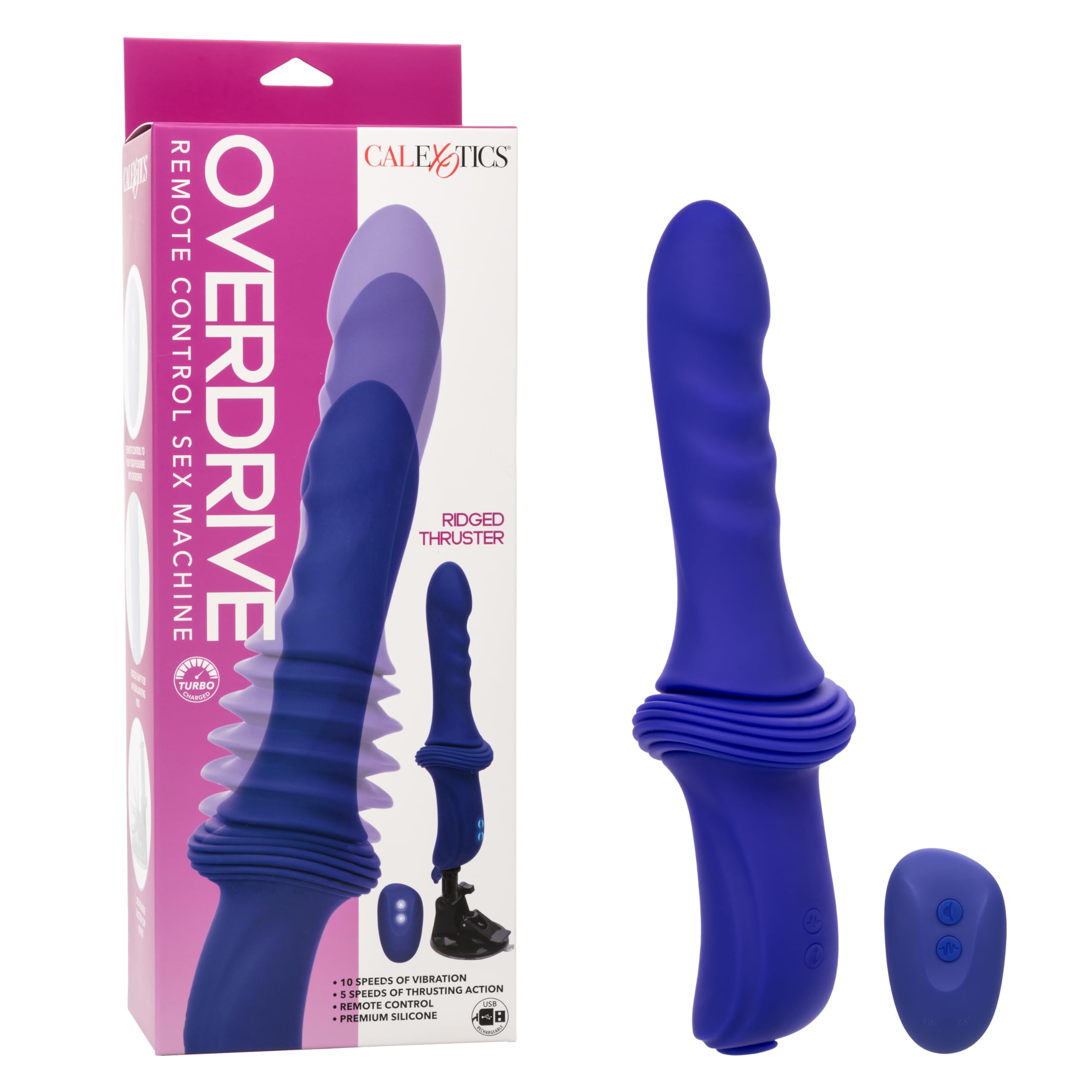 Overdrive Remote Control Sex Machine Ridged Thruster with Detachable Suction Coup Mount