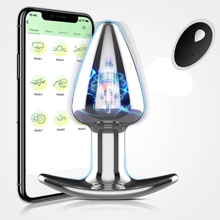 Anal Butt Plug Vibrating Metal Anal Plug Vibrator Sex Toy for Woman