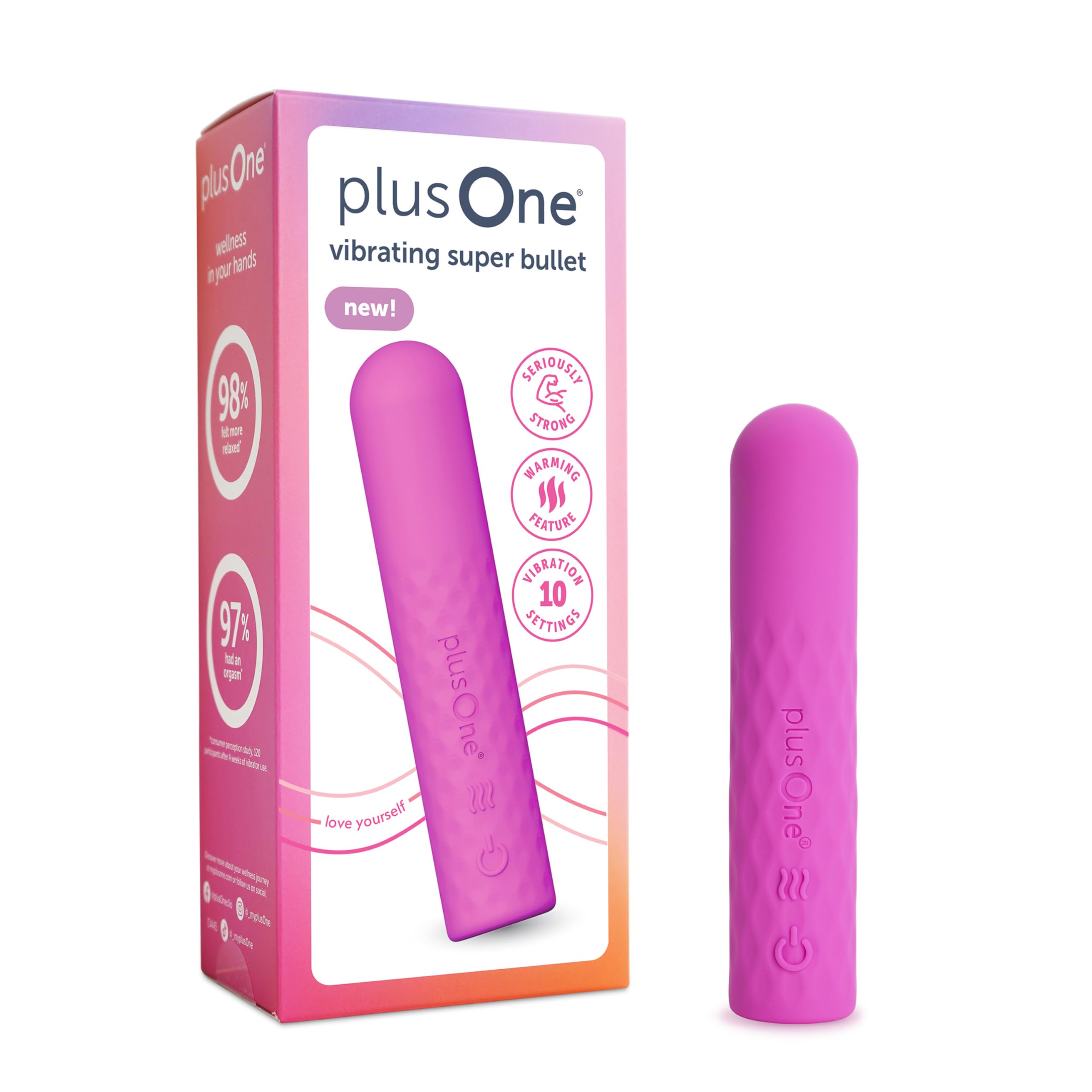 Super Bullet Massager Waterproof Silicone Warming Feature Pink
