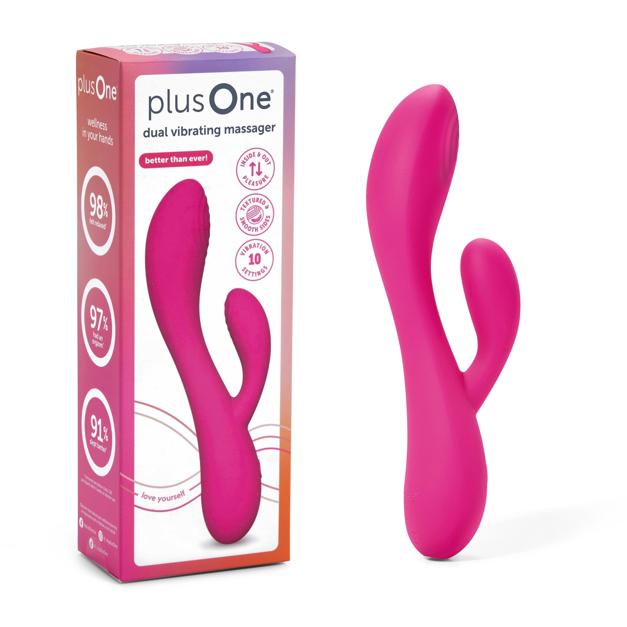 Dual Rabbit Vibrator 10 Settings Body Safe Silicone Pink