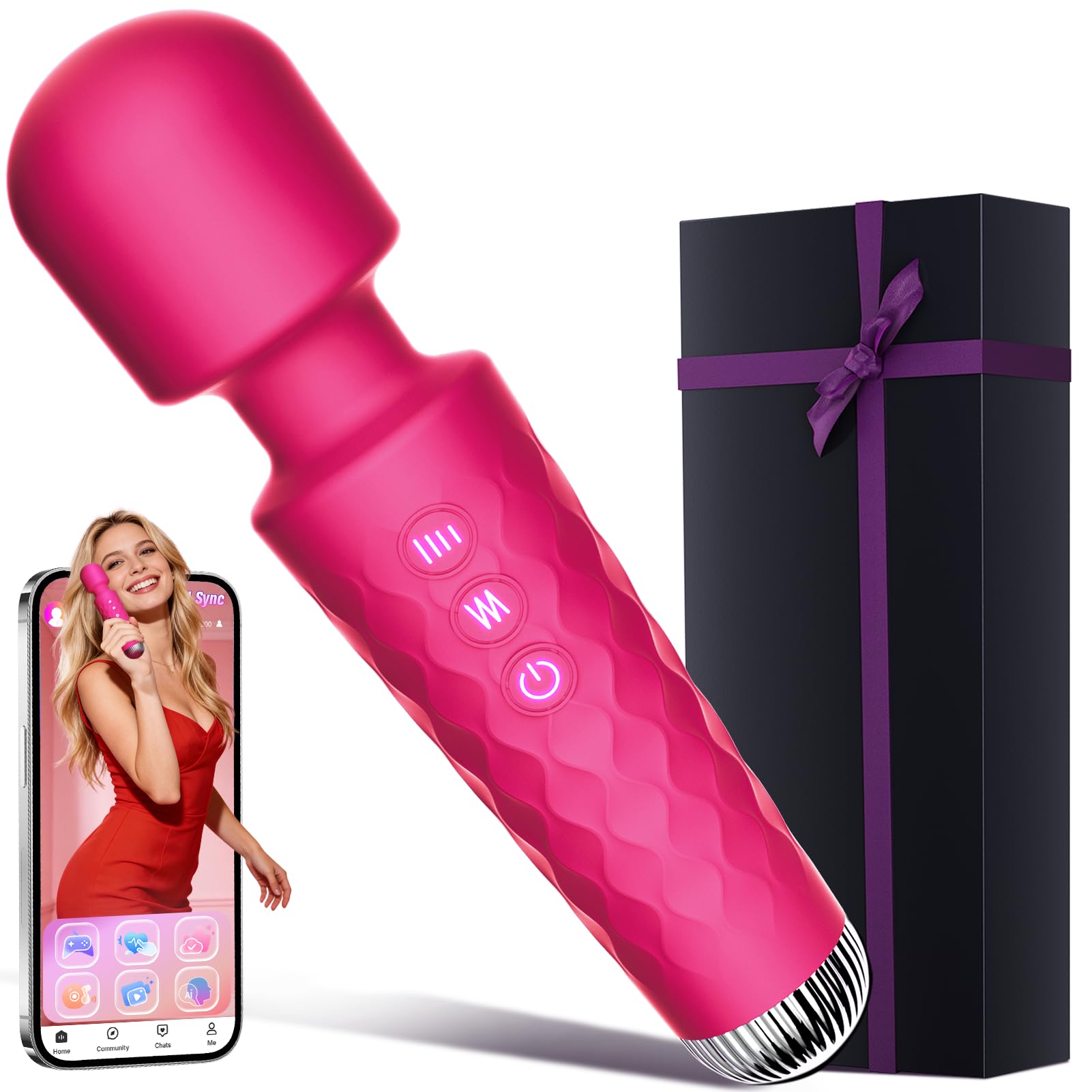 Allovü Vibrator Wand Massager for Women Quiet Waterproof Clitoral Vibrators