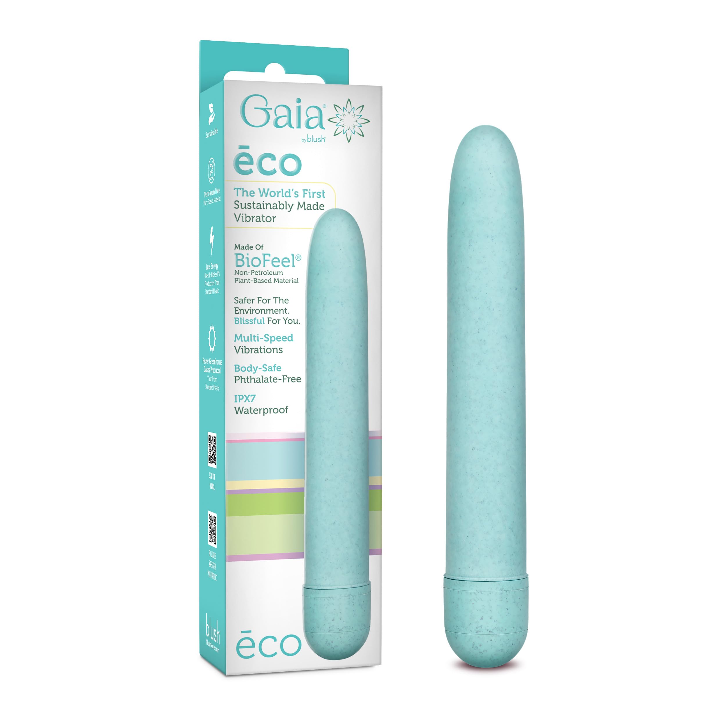 Gaia® Eco 7" Slim Quiet Vibrator Plant Based BioFeel Sustainable Clitoral Vaginal
